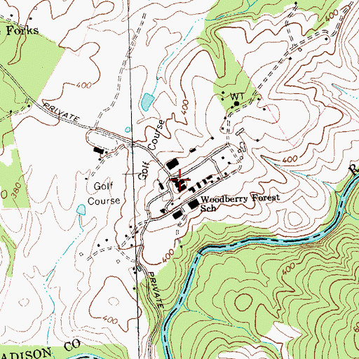 Topographic Map of Woodberry Forest Plantation (historical), VA