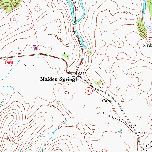 Topographic Map of Maiden Spring Fort (historical), VA