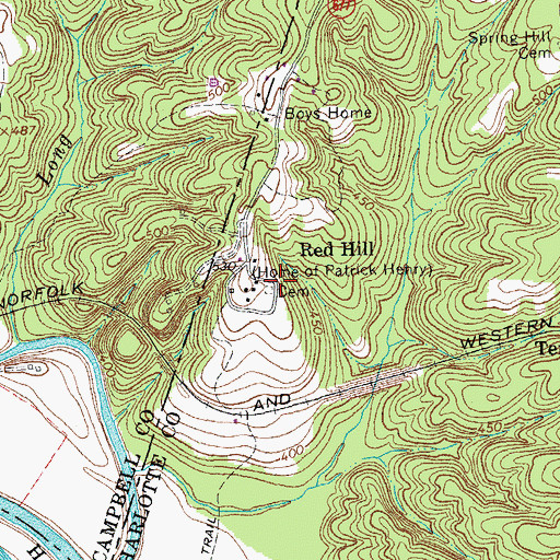 Topographic Map of Henry Cemetery, VA
