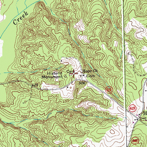 Topographic Map of Cub Creek Presbyterian Meeting House (historical), VA