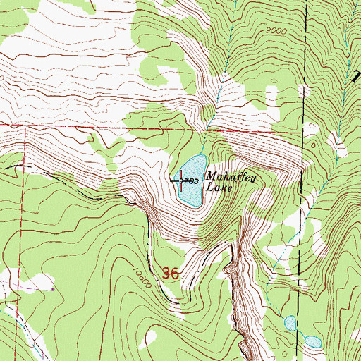 Topographic Map of Mahaffey Lake, CO