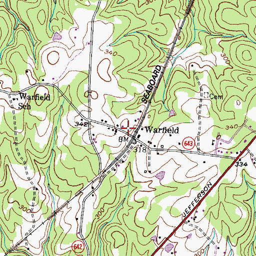 Topographic Map of Warfield Baptist Church, VA