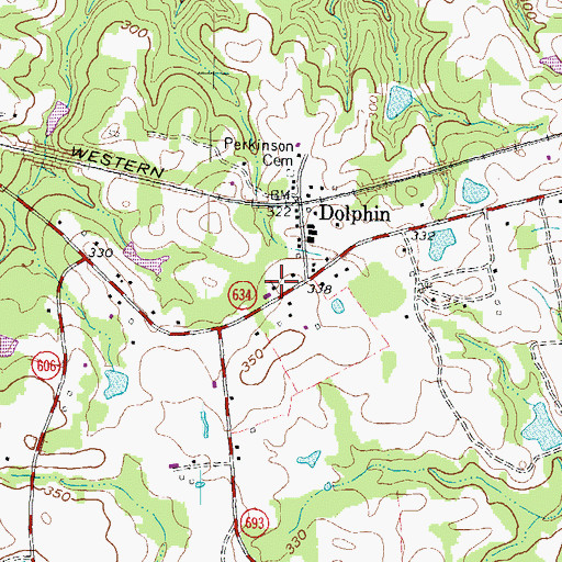 Topographic Map of Dolphin Baptist Church, VA