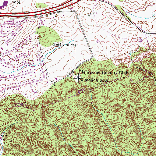 Topographic Map of Camp Glenrochie (historical), VA
