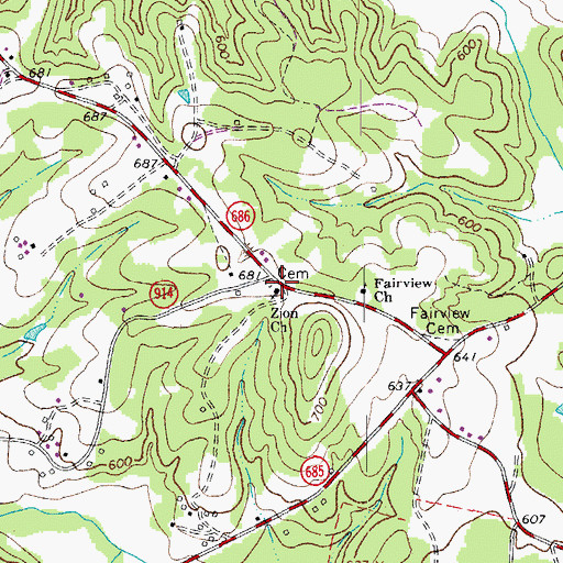 Topographic Map of Zion Church, VA
