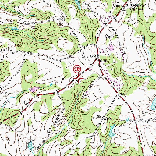 Topographic Map of Adams School (historical), VA