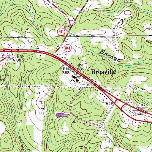 Topographic Map of Brosville Elementary School, VA