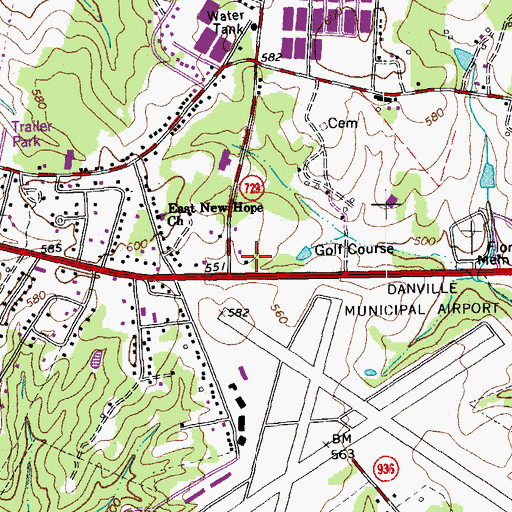 Topographic Map of Cain Creek Shopping Center, VA