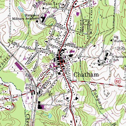 Topographic Map of Chatham Post Office, VA