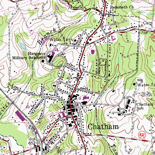 Topographic Map of Chatham Presbyterian Church, VA