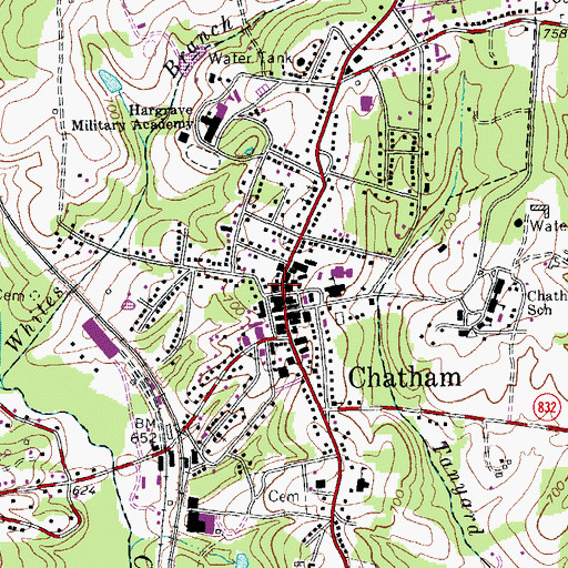 Topographic Map of Chatham Town Hall, VA