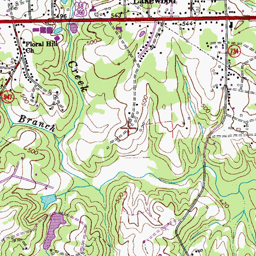 Topographic Map of Danville Airside Industrial Park, VA