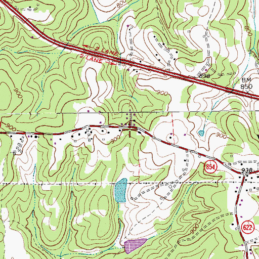 Topographic Map of Oak Level School (historical), VA