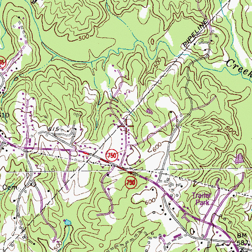 Topographic Map of Olde Hunting Hills, VA