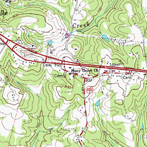 Topographic Map of Piney Grove School (historical), VA