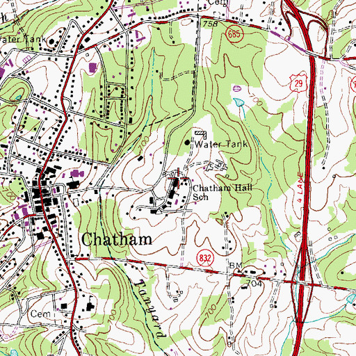 Topographic Map of Pruden Hall, VA