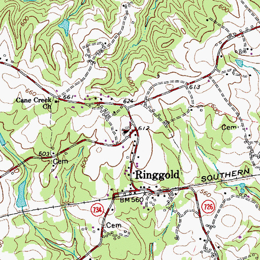 Topographic Map of Ringgold Baptist Church, VA