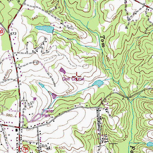 Topographic Map of Ringgold Golf Club, VA