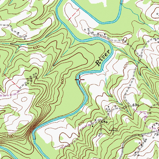 Topographic Map of Robinson Bridge (historical), VA