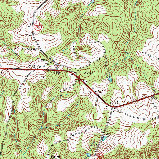 Topographic Map of Roxboro School (historical), VA