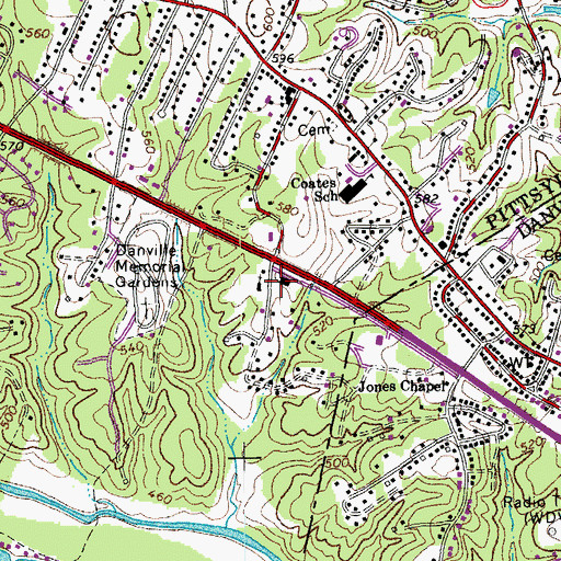 Topographic Map of Danville Seventh Day Adventist School, VA