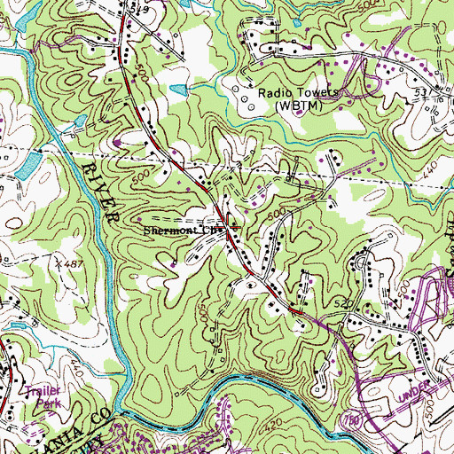 Topographic Map of Shermont Baptist Church, VA