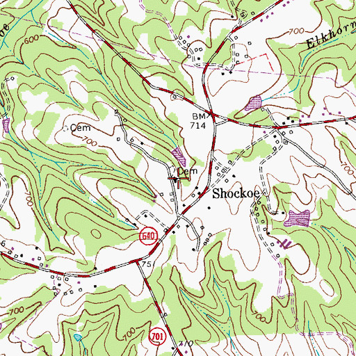 Topographic Map of Shockoe Baptist Church, VA