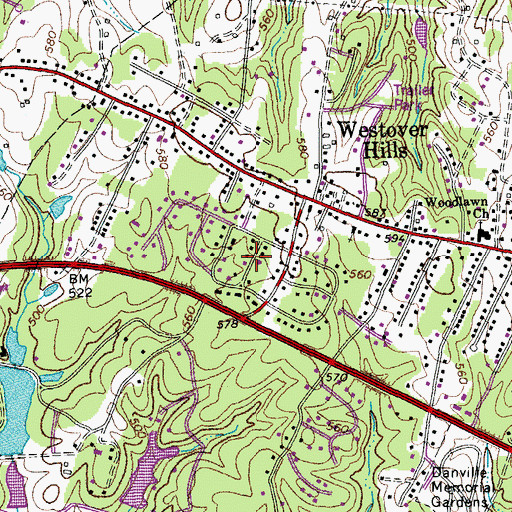 Topographic Map of Surry Hills, VA