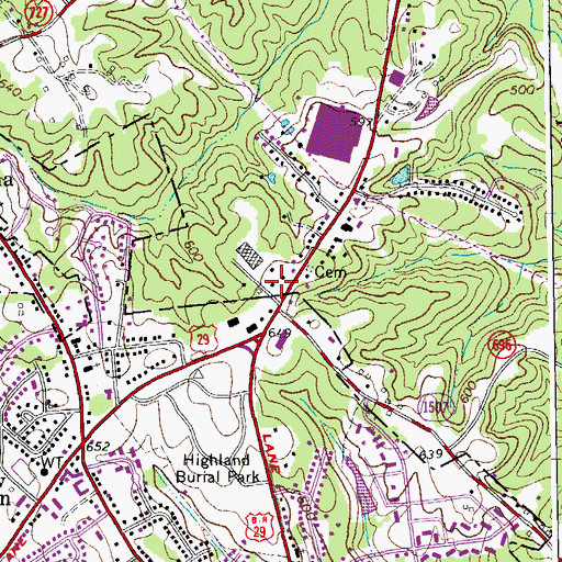 Topographic Map of The Market Square Shopping Center, VA