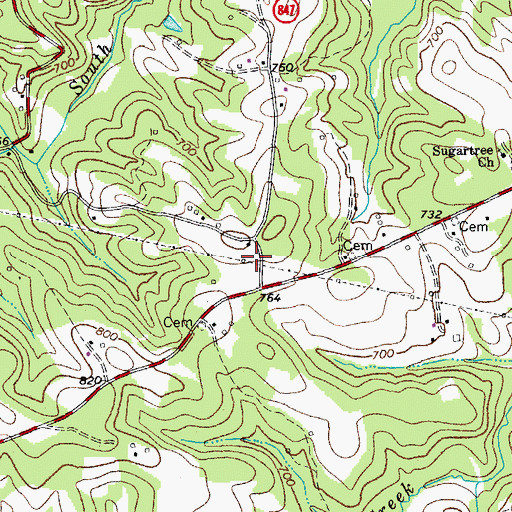 Topographic Map of Trelow School (historical), VA