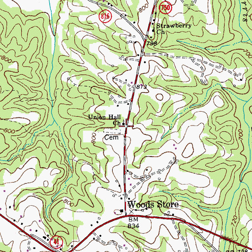 Topographic Map of Union Hill School (historical), VA