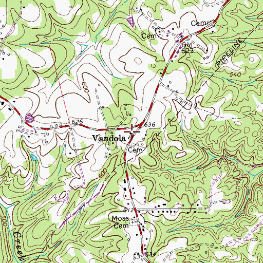 Topographic Map of Vandola Church (historical), VA