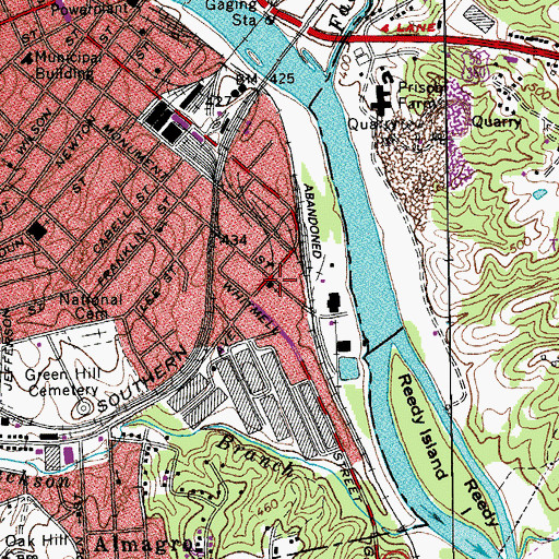 Topographic Map of Beulah Baptist Church, VA