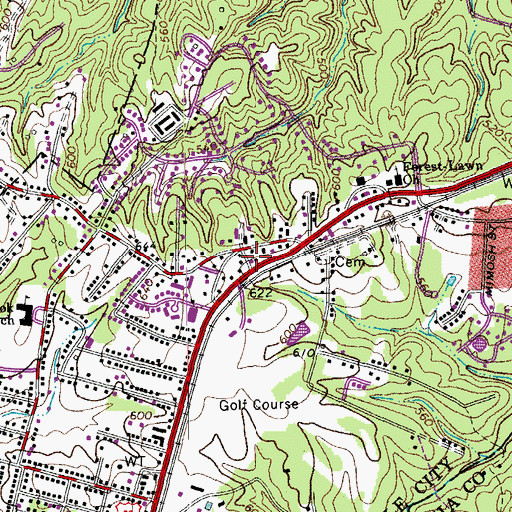 Topographic Map of Danville Fire Department Station 4, VA