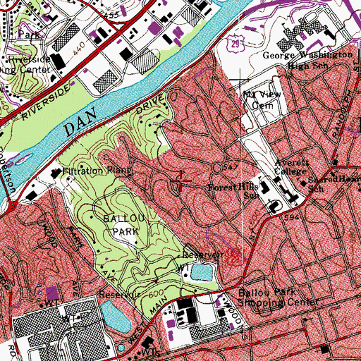 Topographic Map of Fountain Park, VA