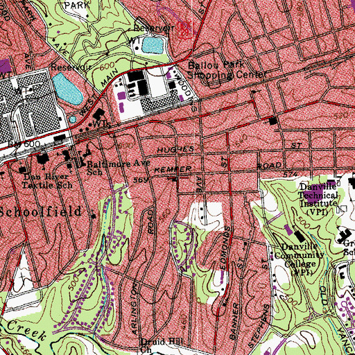 Topographic Map of Kemper Road Baptist Church, VA