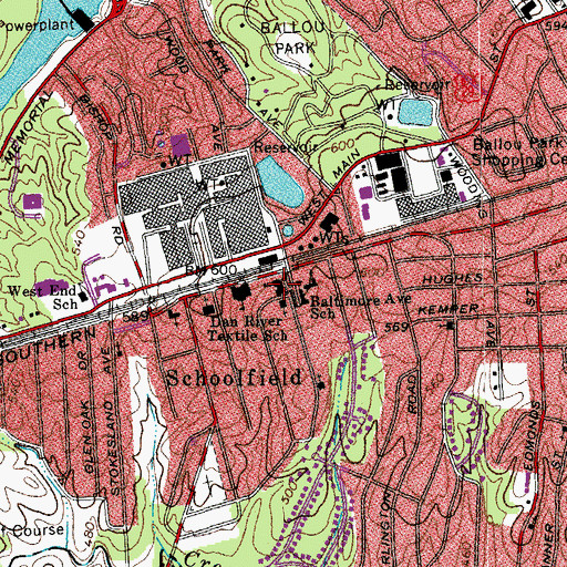 Topographic Map of Schoolfield Graded School, VA