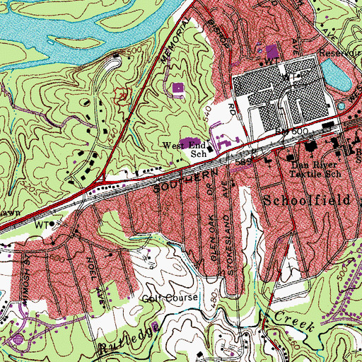 Topographic Map of Schoolfield Pentecostal Holiness Church, VA