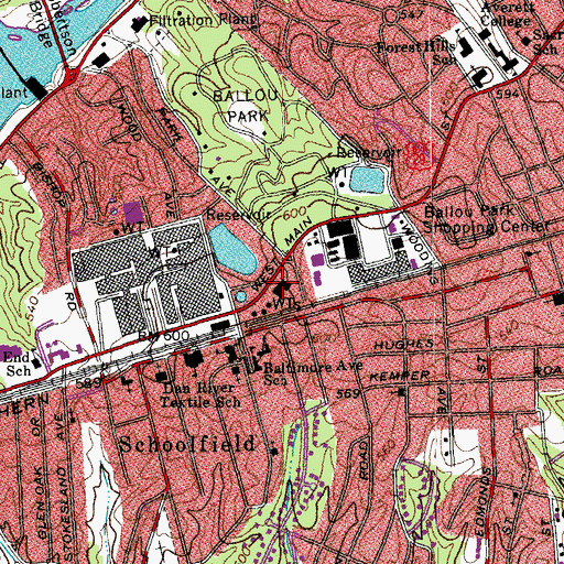 Topographic Map of Schoolfield Recreation Center, VA