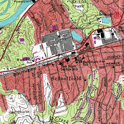 Topographic Map of Schoolfield United Methodist Church, VA