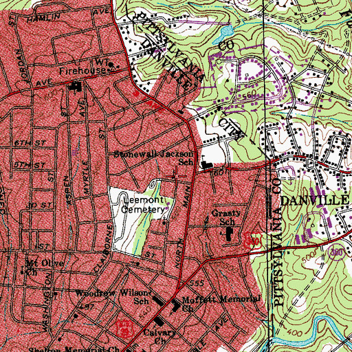 Topographic Map of Vance Street Baptist Church, VA