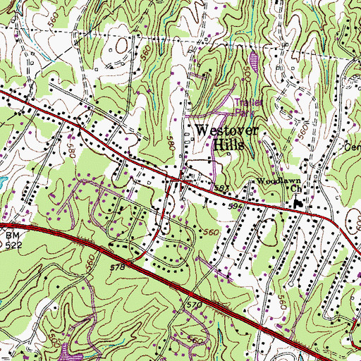 Topographic Map of Westover Christian Church, VA