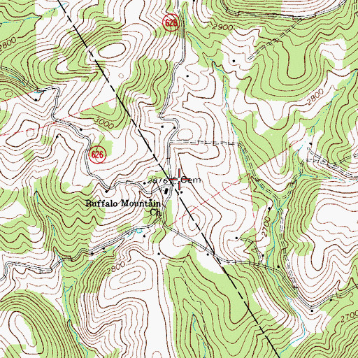 Topographic Map of Buffalo Mountain Cemetery, VA