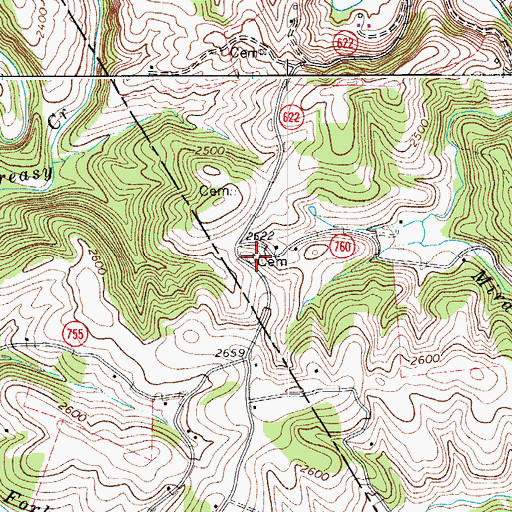 Topographic Map of Quesenberry Cemetery, VA