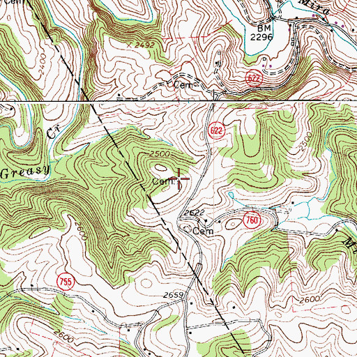 Topographic Map of Quesenberry Cemetery, VA