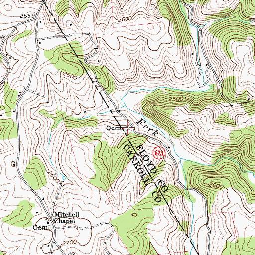 Topographic Map of Turman Cemetery, VA