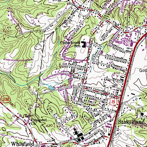 Topographic Map of Cedar Park, VA