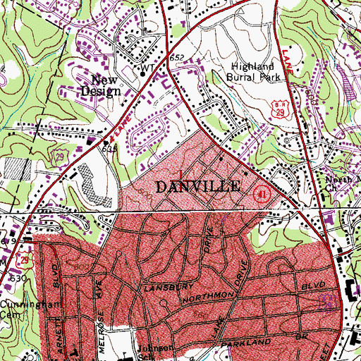 Topographic Map of Chatham Hills, VA