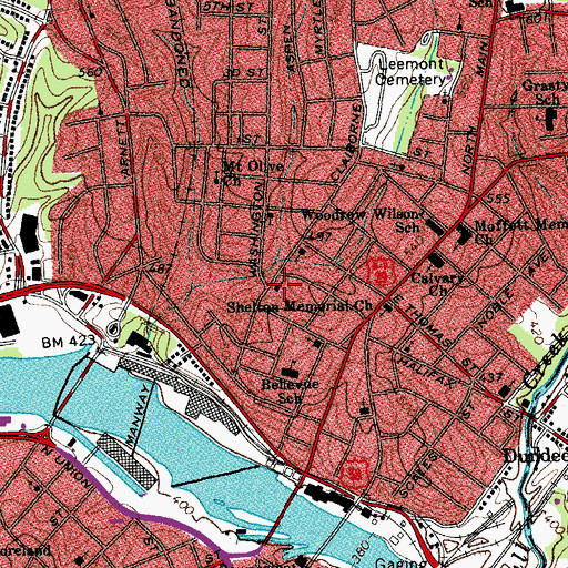 Topographic Map of Claiborne Street Primitive Baptist Church, VA