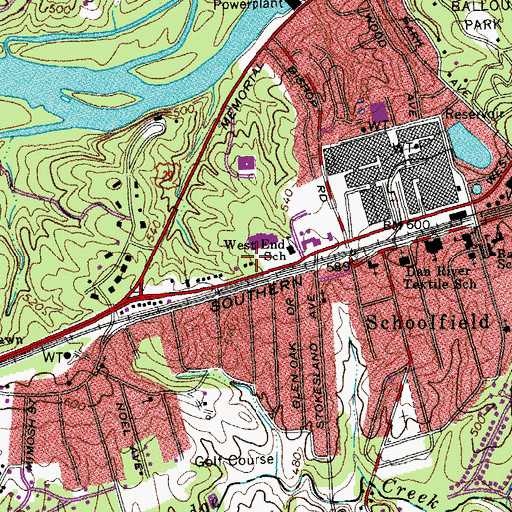 Topographic Map of Dan River Plaza Shopping Center, VA